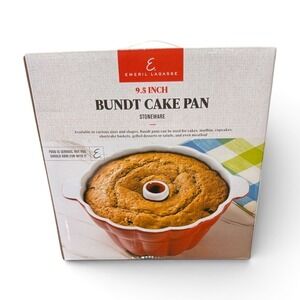 Emeril Lagasse 9.5 Inch Bundt Cake Pan Red Stoneware Fluted Bakeware